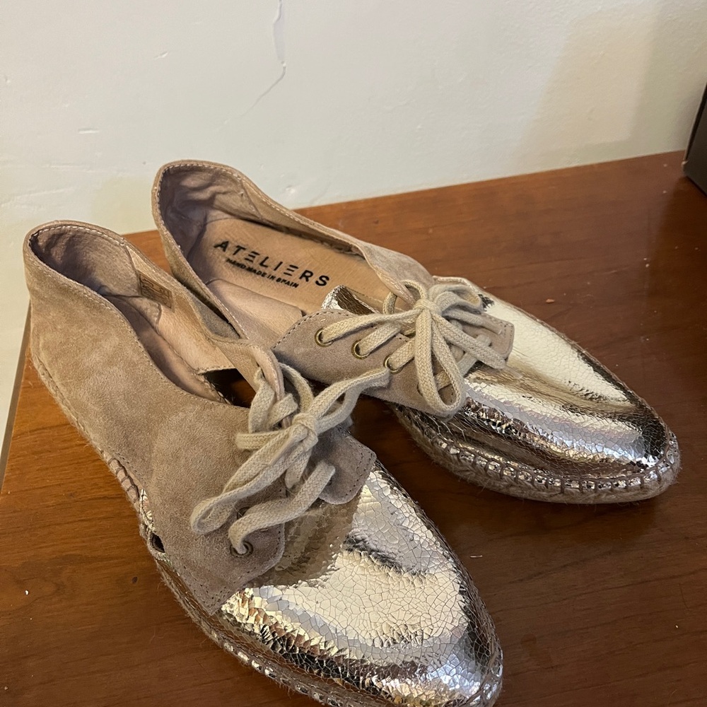 Women's Silver and Tan Espadrilles